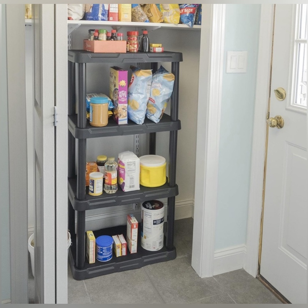 4-Tier Light Duty Storage Shelf Shelves Plastic Shelving Unit 47”H x 21”W x 13”D - Picture 7 of 12